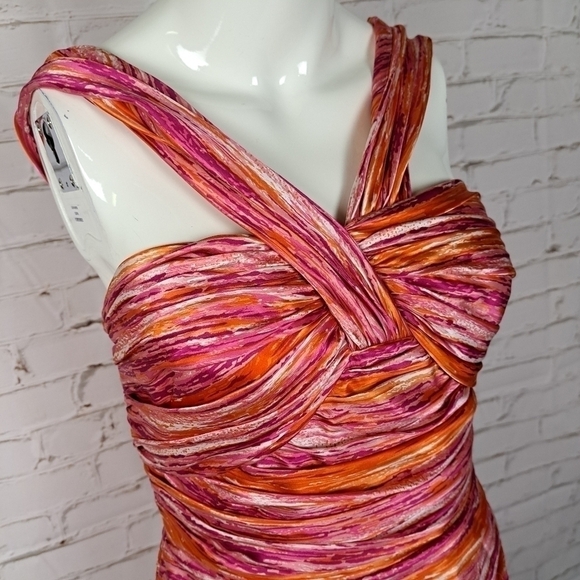 𝅺CARMEN Marc Valvo Printed Silk Halterneck Dress - Picture 3 of 14